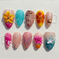 3D Tropical Flowers / Sculpted Seashells / Starfish Charms / Ocean Foam Gradients.