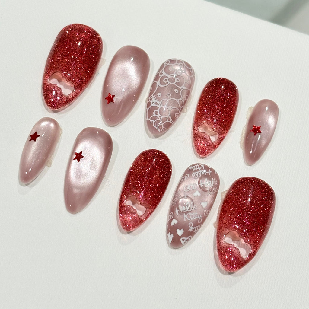 Purr-fectly Pink | Hello Kitty Cyber-Hollow Press-On Nails
