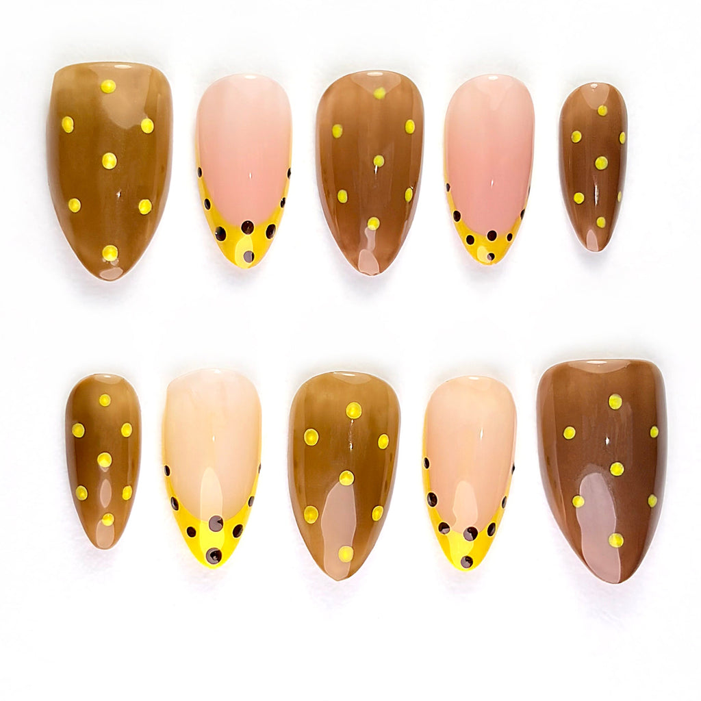 Glazed Honey | Rhode-Inspired Brown & Yellow Minimalist Nails