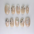 Swarovski Press-On Nails, Galaxy Nail Art, Star Glitter Nails, Crystal Bling Set, Iridescent Rhinestone Nails.