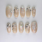 Swarovski Press-On Nails, Galaxy Nail Art, Star Glitter Nails, Crystal Bling Set, Iridescent Rhinestone Nails.