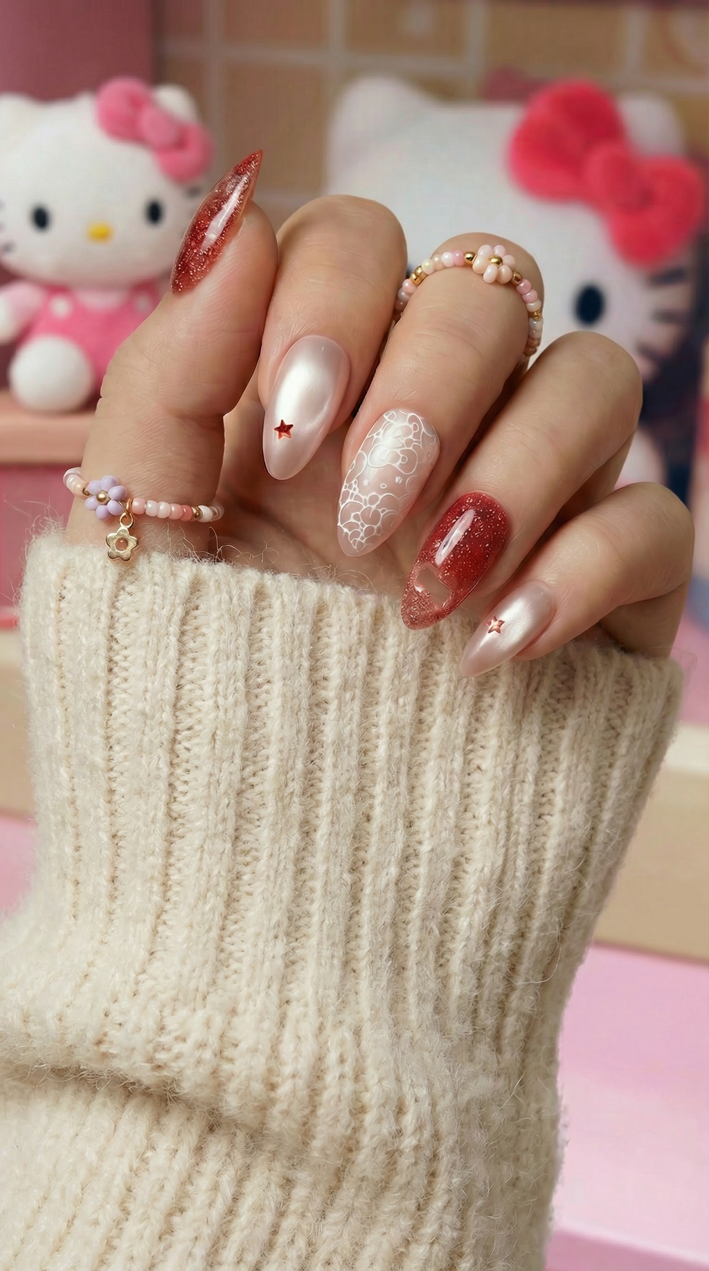Purr-fectly Pink | Hello Kitty Cyber-Hollow Press-On Nails